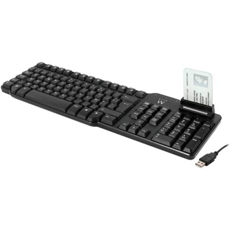 TECLADO + LECTOR CHIP DNI EWENT USB BLACK