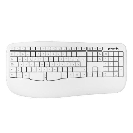 TECLADO PHOENIX K201 ERGONOMICO WIRELESS WHITE