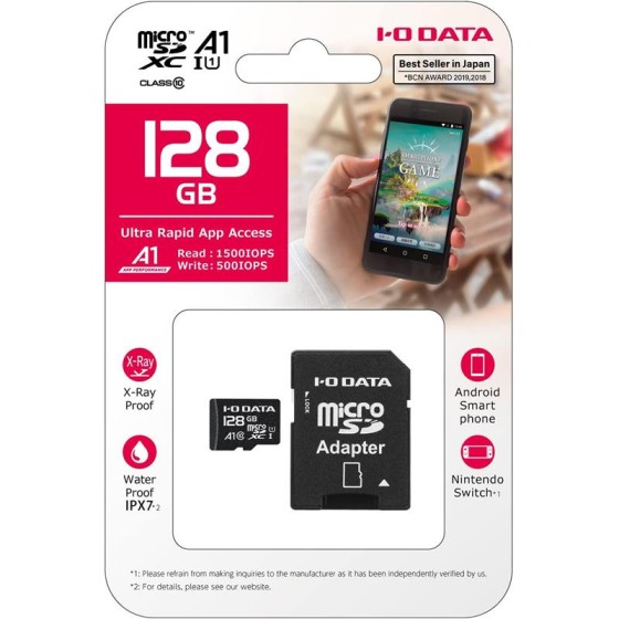 MEMORIA MICRO SD 128GB I-O DATA C10 + ADAPTADOR SD