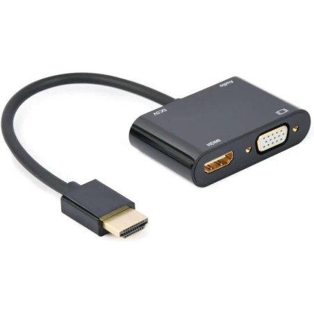 ADAPTADOR GEMBIRD HDMI/M A HDMI/H + VGA/H + CABLE AUDIO BLACK