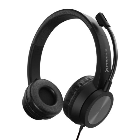 AURICULARES + MICROFONO PHOENIX USB CONTROL DE VOLUMEN BLACK