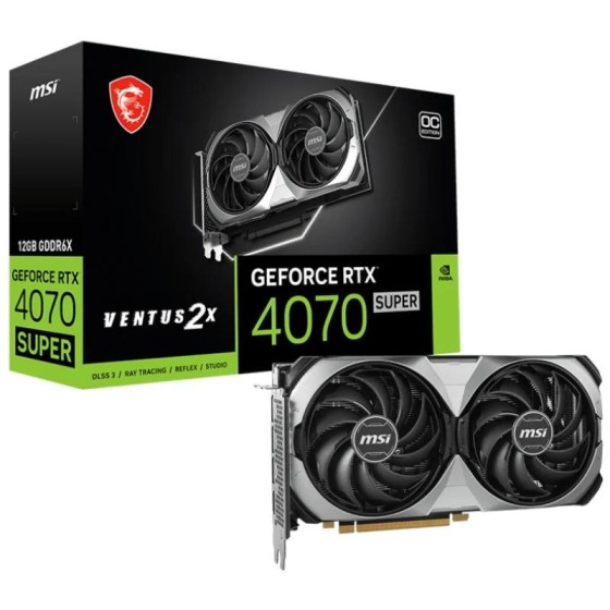 TARJETA DE VIDEO MSI RTX4070 SUPER VENTUS 2X OC 12GB GDDR6X PCI 4.0