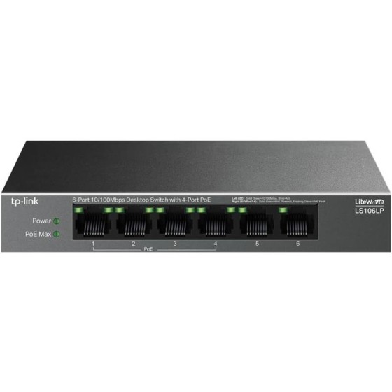 SWITCH TP-LINK ETHERNET 6 PUERTOS POE+ LS106LP