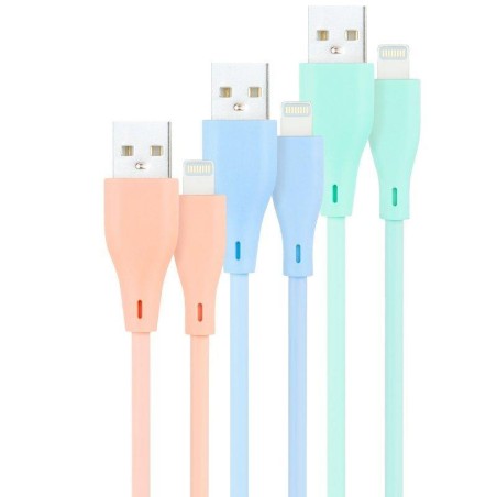 CABLE LIGHTNING A USB 2.0 NANOCABLE A/M 1M 3UD BLUE PINK GREEN