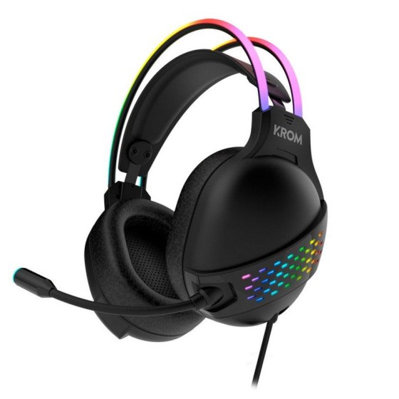 AURICULARES + MICROFONO GAMING KROM KLAIM RGB HEADSET BLACK