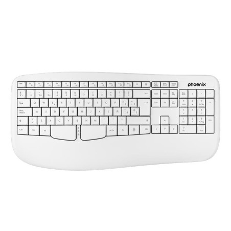 TECLADO PHOENIX K201 ERGONOMICO WIRELESS WHITE