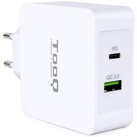 CARGADOR SMARTPHONE/TABLET TOOQ USB-C + USB-A 3.0 48W FAST CHARGER