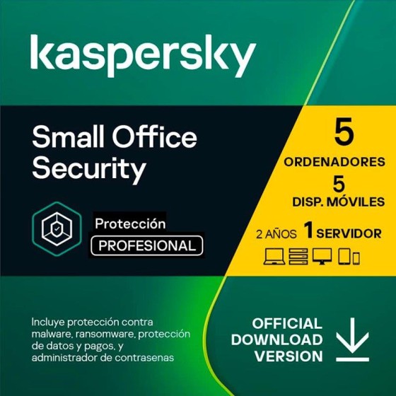 ANTIVIRUS KASPERSKY SMALL OF. SEC. 1L SERVER + 5L PC + 5L ANDROID L.ELEC