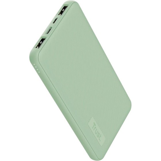 POWERBANK TRUST PRIMO SLIM 10000MAH X2 USB-A + USB-C + MICRO-USB ECO GREEN