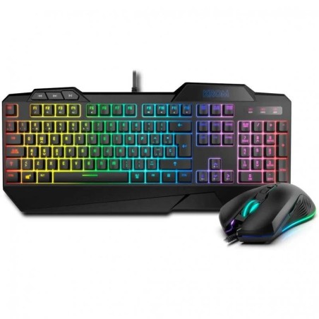 TECLADO + RATON GAMING KROM KRUSHER USB RGB SEMIMECANICO BLACK