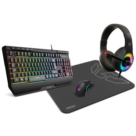 TECLADO + RATON + AURICULARES + ALFOMBRILLA KROM GAMING KENYA BUNDLE