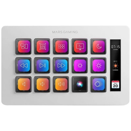 STREAM DECK MARS GAMING 15 TECLAS PERSONALIZABLES PANTALLA LCD WHITE