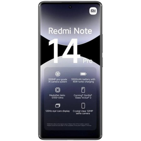 SMARTPHONE XIAOMI REDMI NOTE 14 PRO 6.67 FHD+ 8GB/256GB/200MP/NFC/4G BLACK