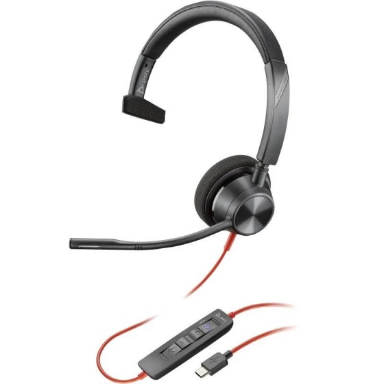 AURICULAR + MICROFONO POLY BLACKWIRE 3310 MONOAURAL USB-C MICROSOFT TEAMS