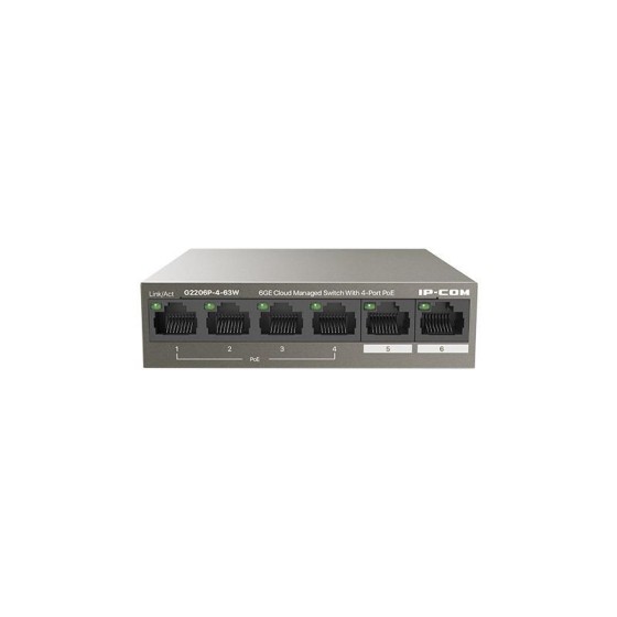 SWITCH IP-COM 6 PUERTOS GIGABIT 4 POE METAL