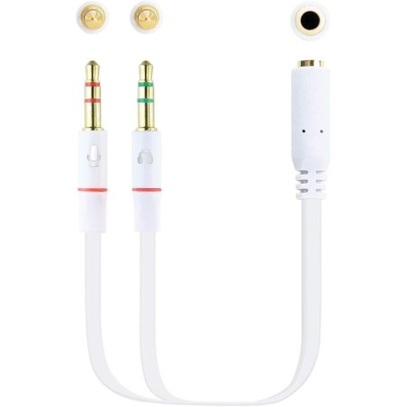 CABLE AUDIO NANOCABLE JACK 3.5/H - X2 JACK 3.5/M 20CM WHITE