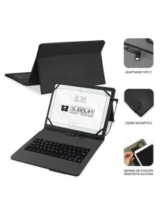 FUNDA SUBBLIM CON TECLADO KEYTAB PRO USB-C TABLET 10.1-11 BLACK 2