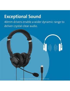 AURICULARES + MICROFONO KENSINGTON K97457WW HI-FI USB-C BLACK 2