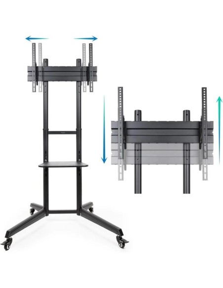 SOPORTE TV MONITOR TOOQ SUELO CON RUEDAS 37 - 70 50KG BLACK