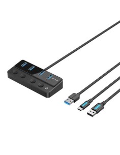 HUB USB VENTION 4 PUERTOS USB 3.0 BLACK + CABLE USB/M - USB-C/M