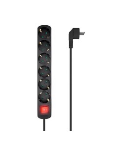 REGLETA AISENS 6 SCHUKOS PROTECCION INTERRUPTOR 1,4M BLACK 2