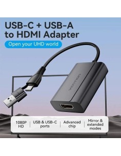 CONVERSOR VENTION USB-C/M USB-A/M A HDMI/H 0.15M BLACK 2
