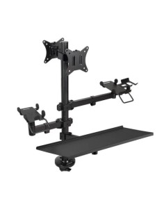 SOPORTE DE MESA TOOQ MONITOR + IMPRESORA + TERMINAL + BANDEJA TECLADO 17-32 2 BRAZOS BLACK