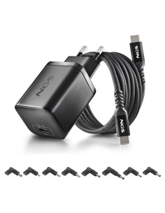 CARGADOR DE PORTATIL ASUS NGS BUD GAN USB-C 65W 8 CONECTORES + CABLE 1.5M USB-C BLACK