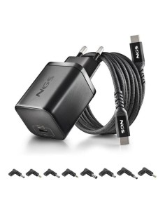 CARGADOR DE PORTATIL HP NGS BUD GAN USB-C 65W 8 CONECTORES + CABLE 1.5M USB-C BLACK