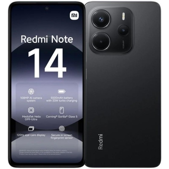 SMARTPHONE XIAOMI REDMI NOTE 14 6.67 8GB/256GB/108MP/NFC/4G BLACK