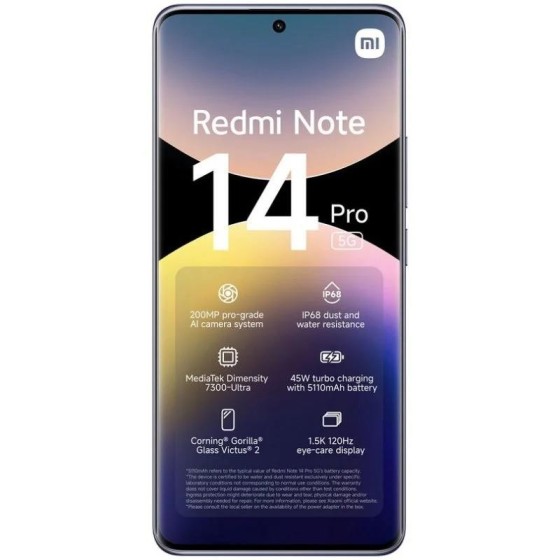 SMARTPHONE XIAOMI REDMI NOTE 14 PRO 6.67 FHD+ 8GB/256GB/200MP/NFC/5G PURPLE