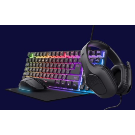 TECLADO + RATON + AURICULARES + ALFOMBRILLA TRUST GXT 780 GAMING BUNDLE BLACK