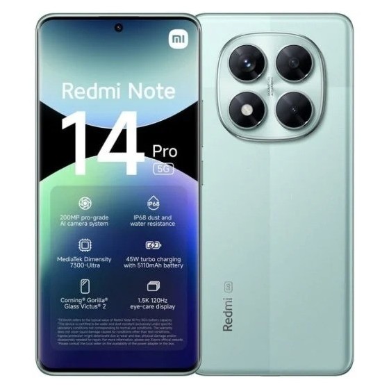 SMARTPHONE XIAOMI REDMI NOTE 14 PRO 6.67 12GB/512GB/200MP/NFC/5G GREEN