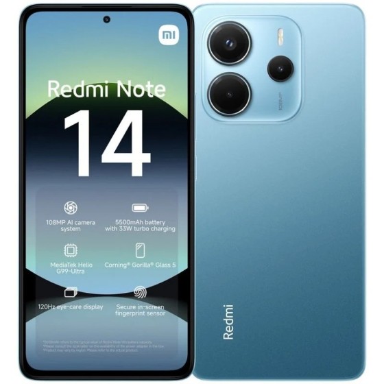 SMARTPHONE XIAOMI REDMI NOTE 14 6.67 FHD+ 6GB/128G/108MP/NFC/4G BLUE