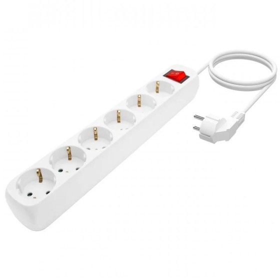 REGLETA AISENS 6 SCHUKOS PROTECCION INTERRUPTOR 1,4M WHITE