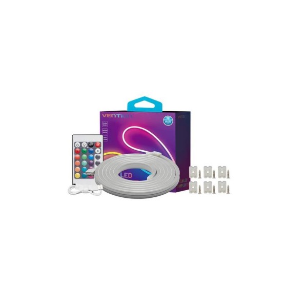 TIRA LED VENTION SILICONA NEON RGB CONTROL REMOTO 5V 1M
