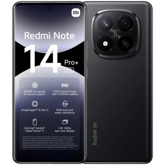 SMARTPHONE XIAOMI REDMI NOTE 14 PRO+ 6.67 12GB/512GB/200MP/NFC/5G BLACK