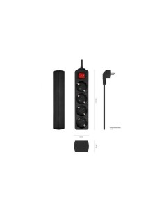 REGLETA AISENS 4 SCHUKOS PROTECCION INTERRUPTOR 1,4M BLACK 2