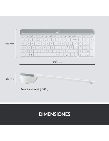 TECLADO + RATON LOGITECH MK470 SLIM WIRELESS SILENT WHITE