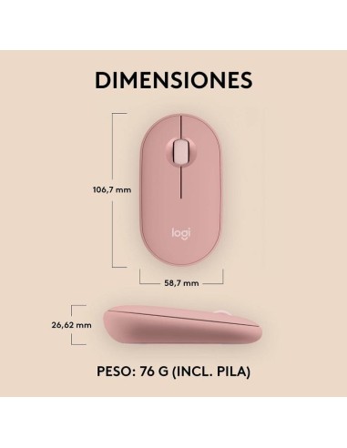 RATON LOGITECH PEBBLE 2 M350S WIRELESS ROSE