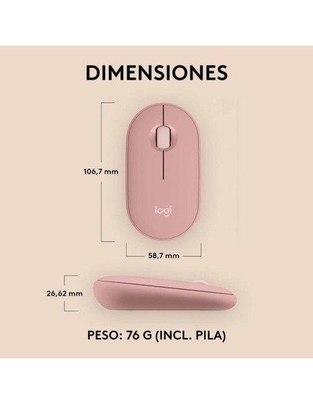 RATON LOGITECH PEBBLE 2 M350S WIRELESS ROSE