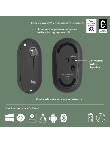 RATON LOGITECH PEBBLE 2 M350S WIRELESS BLACK