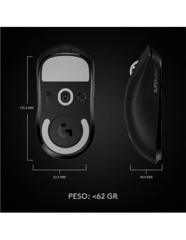 RATON LOGITECH PRO X SUPERLIGHT GAMING WIRELESS BLACK
