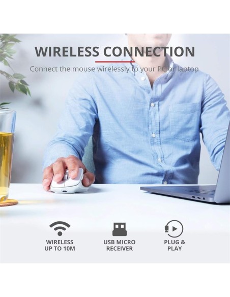 RATON TRUST OZAA ERGONOMICO RECARGABLE WIRELESS WHITE