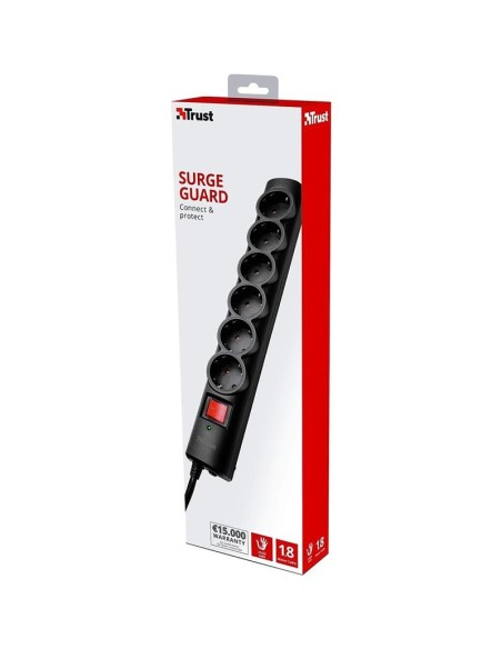 REGLETA TRUST 6 SCHUKOS INTERRUPTOR 1,8M BLACK
