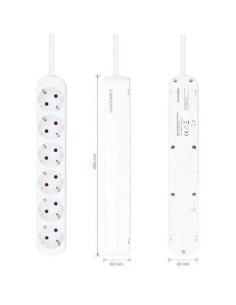 REGLETA NANOCABLE 6 SCHUKOS 1.4M WHITE 2