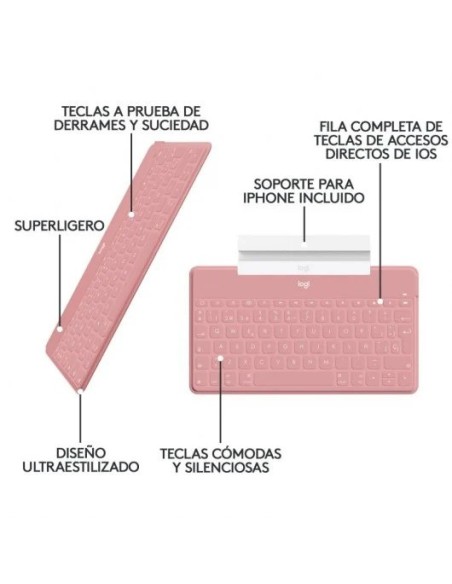 TECLADO LOGITECH KEYS TO GO WIRELESS FOR MACOS ROSE