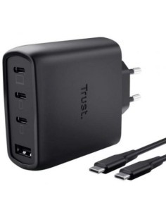CARGADOR TRUST MAXO 3XUSB-C 1XUSB-A 65W + CABLE USB-C 2M BLACK