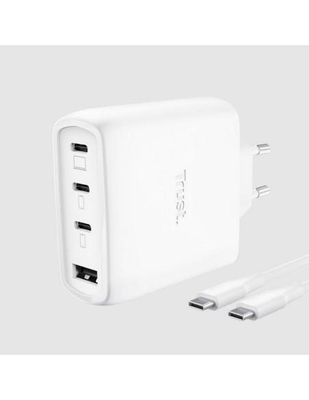 CARGADOR TRUST MAXO 3XUSB-C 1XUSB-A 65W + CABLE USB-C 2M WHITE