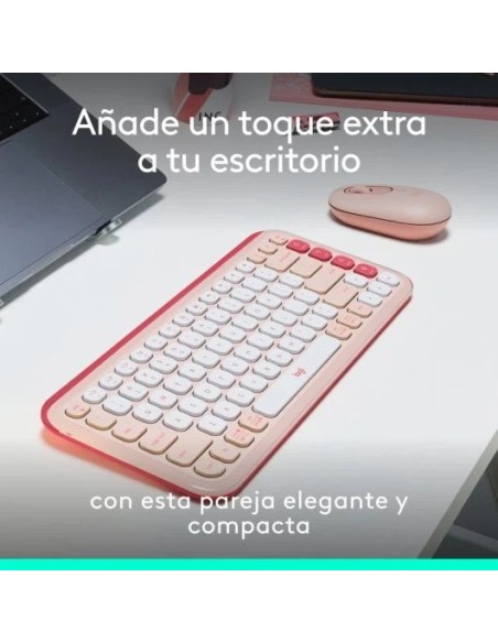 TECLADO + RATON LOGITECH POP ICON WIRELESS ROSE/WHITE
